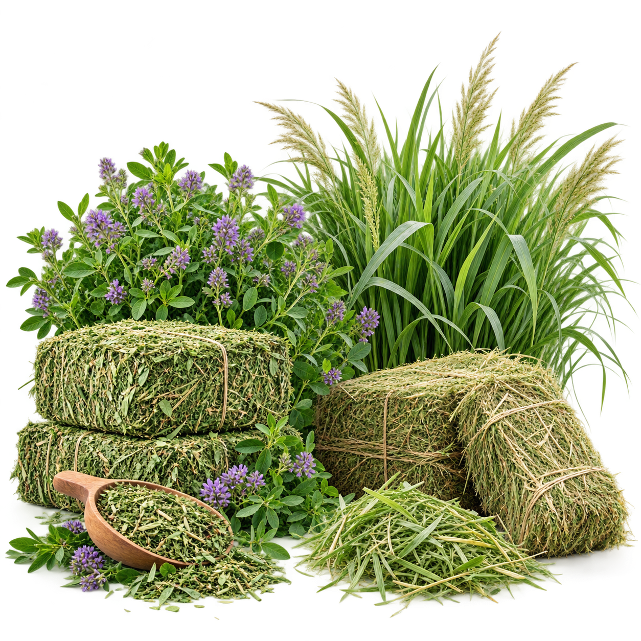 Alfalfa and Rhodes grass bales